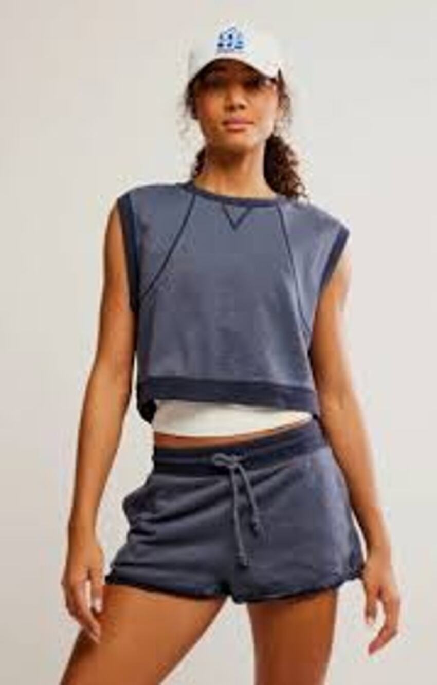 Free People FP Movement Time After Time Set Dark Slate Shorts Top M